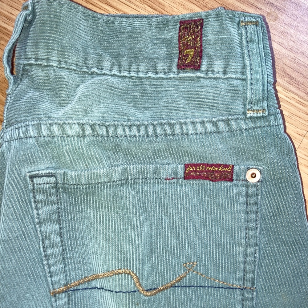 7 For All Mankind Corduroy Bootcut Jeans Sage Green sz 25 - Picture 6 of 12